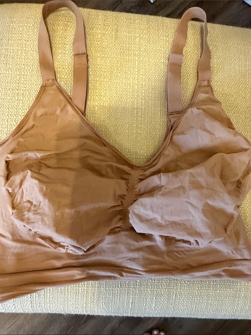 SKIMS Caramel Ruched Stretch Bralette